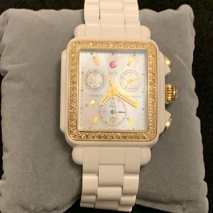 Michele Deco Diamond Ceramic White/Gold Watch